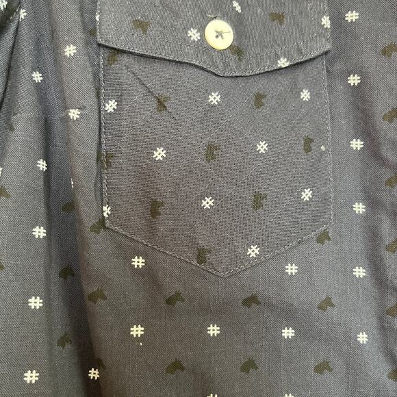Bit & Bridle Womens Horse Print Long Sleeve Button Up Top Navy Size Small Riding - Picture 2 of 7